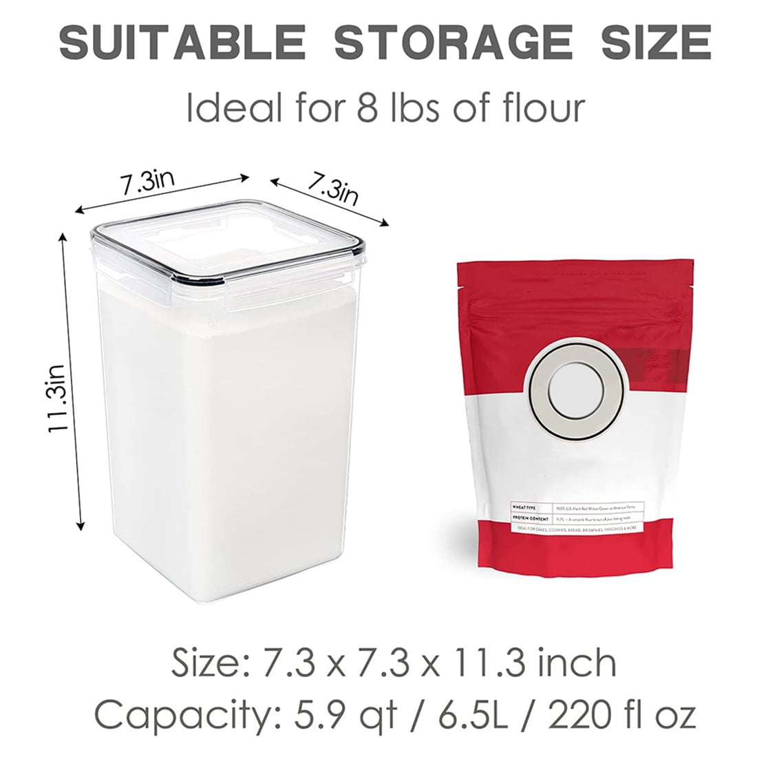 2PCS Food Storage Containers with Lids Airtight 6.5L, for Dry Food