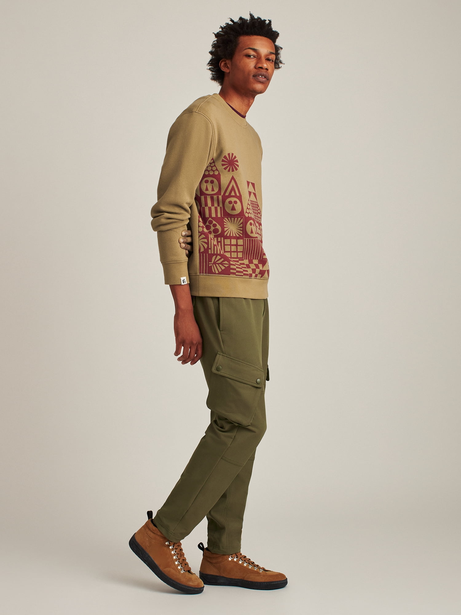 Bonobos Fielder Men's and Big Men's Fleece Graphic Crewneck Sweatshirt, Up to Size 3XL