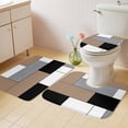 thumbnail image 2 of Brown Grey Bath Mat 3 Piece Bathroom Rug Set, Modern Brown Geometric Non Slip Bath Rug Contour Mat and Toilet Lid Cover, Absorbent Shower Mats Soft Bath Rugs and Mats Sets, 2 of 8