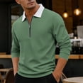 thumbnail image 2 of Polo Tees for Men Short Sleeve Quarter Zip Tee Shirts Basic Green Mens Beach Outfit, 2 of 6