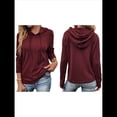 thumbnail image 3 of Sudadera con Capucha para Mujer, de Gran Tamaño, Informal, de Larga, con Cordón Ajustable Vino Tinto XL, 3 of 7