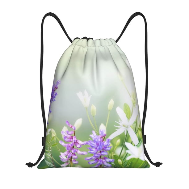 Fotbe Purple Butterfly On Wild Bolsa Mochila con Cordón Estampada, Bolsa de Gimnasio Deportiva, Bolsa Cinch, Bolsa con Cordón para Hombres y Mujeres-Small