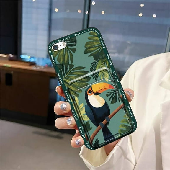 LYM-Phone Case For iphone 5/5S/SE/ip5/ip5S/ipSE, Soft case Card bag Dirt-resistant Anti-dust Cover Silicone Card slot Anti-knock Fashion Design protective Full wrap Cute Waterproof TPU