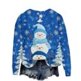 thumbnail image 4 of Ladies' Christmas Printed Casual Long Sleeved Round Neck Sports Hoodie Top, Comfortable Pullover for Women, Festive Holiday Apparel, Streetwear Style,Blue,M, 4 of 4
