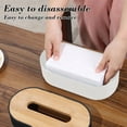 thumbnail image 6 of AuroraX Stylish Tissue Box Cover Art Deco Cute White Rectangle Napkin Holder Wooden Decorative Sinking Type Facial Tissue Dispenser for Table,Home,Living Room Decoration, 6 of 6