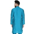 thumbnail image 2 of SKAVIJ Men's Art Silk Long Shirt Indian Casual Party Kurta (Small, Turquoise), 2 of 6