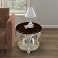 thumbnail image 3 of Round End Table with Lower Shelf - Beige and Espresso Two-Tone Finish, 3 of 10