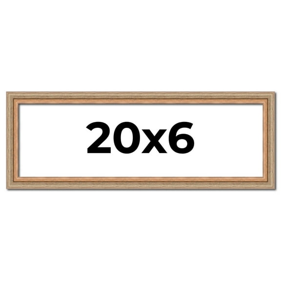 20x6 Frame Brown 60's Wooden Cabinet Solid Wood Picture Frame | 1 Inch Moulding Width | Complete