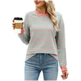 thumbnail image 2 of WEAIXIMIUNG Chandail en Molleton pour Femmes à Fermeture Éclair, Manches Longues, Col Rond, Rayé, à Blocs de Couleur, Coupe Ample Tendance, Haut Décontracté, 2 of 5