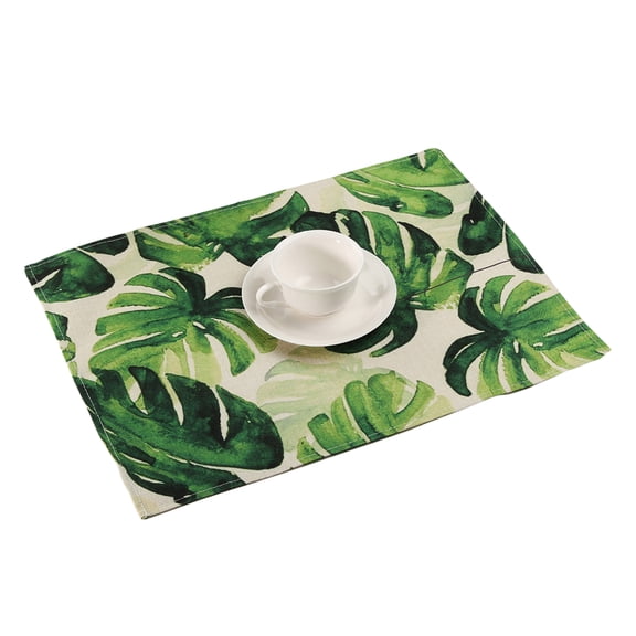 NUZYZ Green Tropical Plants Leaves Print Insulation Placemat Dining Pad Tableware Mat