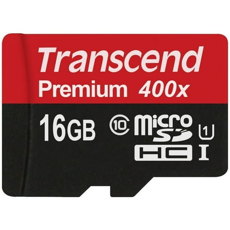 Image of 16GB MicroSDHC Class 10 UHS-1 Memory Card with Adapter Up to 60MB/s (TS16GUSDU1P)