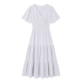 thumbnail image 5 of ClodeEU Women's V Neck Short Sleeve Tiered Midi Dress,Casual Flowy A-Line Sundress White,Women's Plus XL, 5 of 7