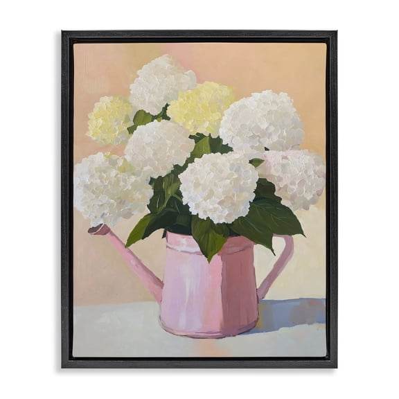 Stupell Industries French Country Hydrangeas in Watering Can Black Floating Frame Canvas Art, 17 x 21, by The Prints Vibe