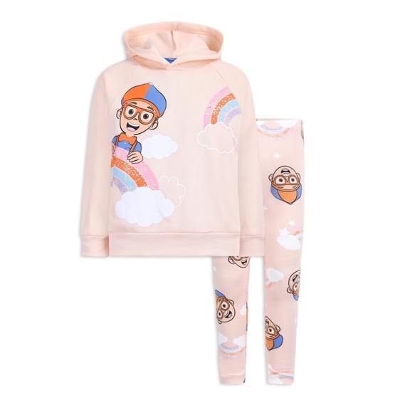 Blippi Girls' Hooded Sweatshirt and Pants Set for Toddlers and Little Kids – Pink