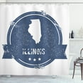 thumbnail image 1 of Illinois Shower Curtain, Grunge American State Flag Travel Rubber Stamp Country Emblem Map Print, Fabric Bathroom Set with Hooks, 69"W X 84"L Extra Long, Persian Blue White, by Ambesonne, 1 of 3