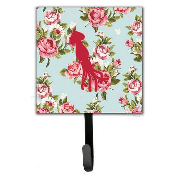 Caroline's Treasures BB1096-RS-BU-SH4 Squid Shabby Chic Blue Roses Leash or Key Holder, Blue, Single Hook, multicolor