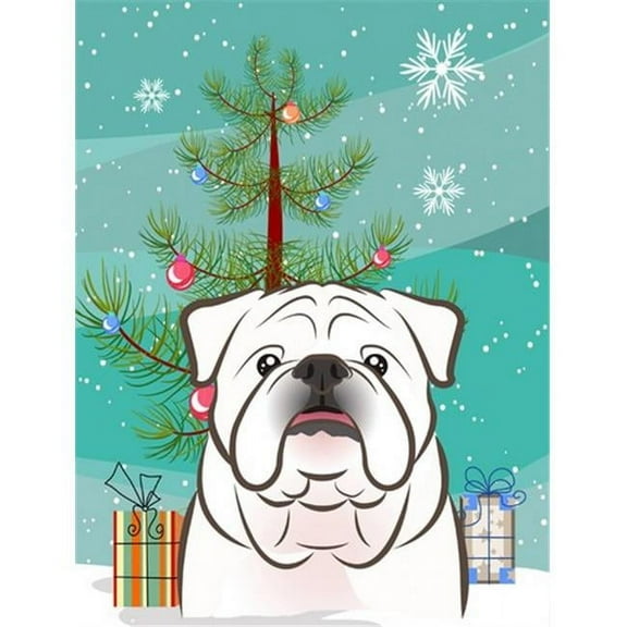 Christmas Tree and White English Bulldog Flag Garden Size BB1592GF