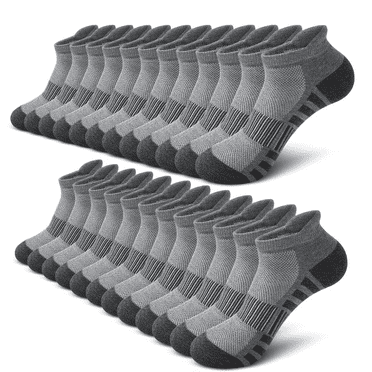 Loritta 12 Pairs Mens Socks Gray Running Ankle Socks Low Cut Cushioned Breathable Athletic Socks Mens Socks Size 10-13