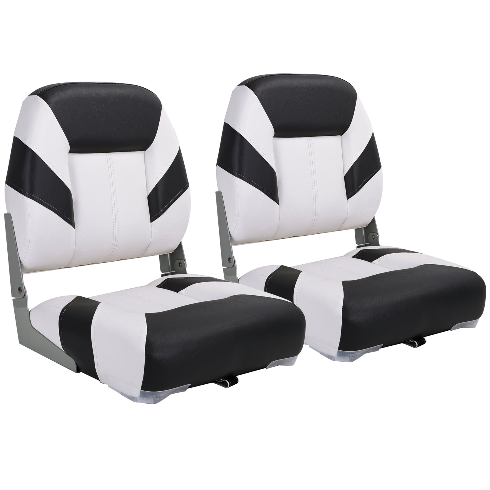 NORTHCAPTAIN Deluxe White/Black Low Back Folding Boat Seat, 2 Seats ...