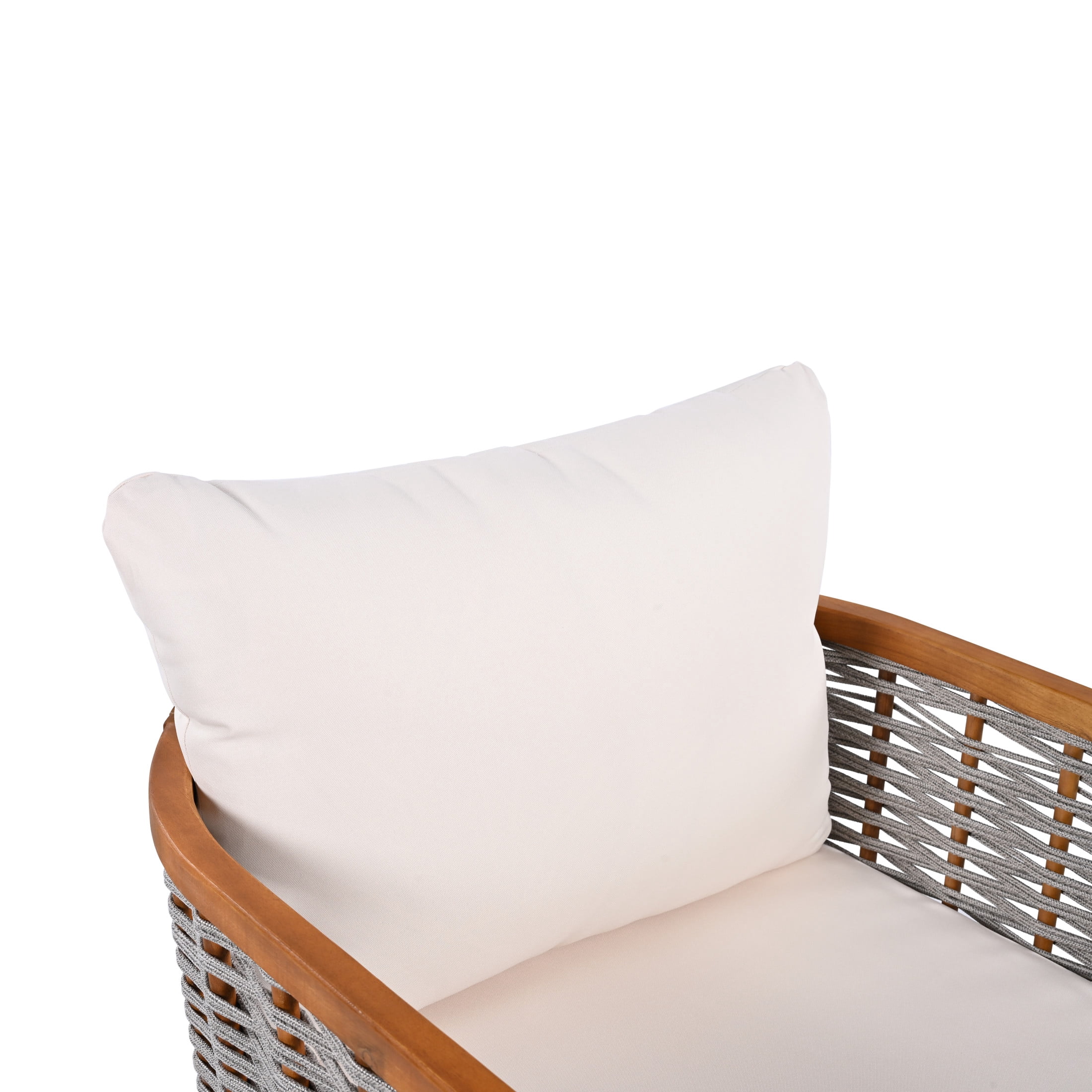 Christopher Knight Home 2-Piece Outdoor Patio Loveseat with Coffee Table, Teak Finish + Beige Cushions