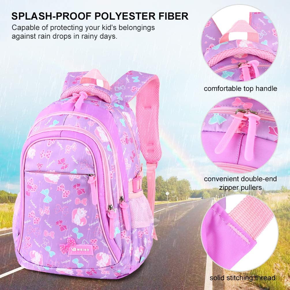 Hengyun1 School Bags School Backpack Polka Dot 3pcs Kids Book Bag Lunch Bags Purse Girls Teen Multicolour