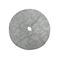 Hvmvliv 35in Flocked Christmas Tree Skirt Velvet Hot-Stamped Xmas Tree Base Cover Mats Round Christmas Tree Surround Decorations Gray