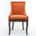 thumbnail image 2 of Set of 2 Dining Chairs, Fabric Vintage Upholstered Side Chairs with Soft Backrest and Wooden Legs, Comfoetable Thicken Padded Accent Chairs with Nailhead Trim, for Living Room Kitchen, Orange, 2 of 9