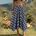 thumbnail image 6 of Dpjklzsn Women's Plaid Asymmetrical Midi Skirt, High Waisted Flowy A-Line Handkerchief Skirt, 6 of 7
