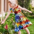 thumbnail image 6 of Edvintorg Flower Girl Dress 4Th Of July Crewneck Flutter Sleeve A Line Dresses Fashion Graphic Party Dress Size 5-14, 6 of 8