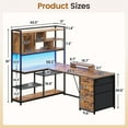 thumbnail image 3 of L Shaped Computer Desk with 7-Tier Storage Shelves and Drawers, Reversible Office Desk with Monitor Stand and Hooks, Rustic Brown, 3 of 9