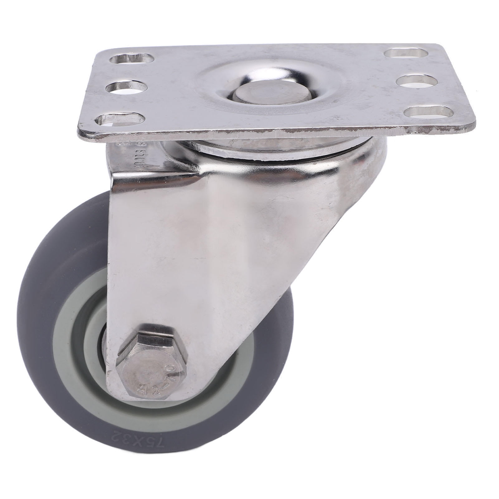 YAHHU 3" Inch 304 Stainless Steel Universal Caster with TPR Quiet Wheel, 60kg Load, 360° Rotation, Ideal for Cart, Furniture, Workbench