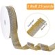 thumbnail image 2 of Cinta de terciopelo metálico dorado navideño de aproximadamente 25 yardas (22,8 m), 1,5 pulgadas (3,8 cm) de ancho, cinta de poliéster brillante de una sola cara con carrete., 2 of 7