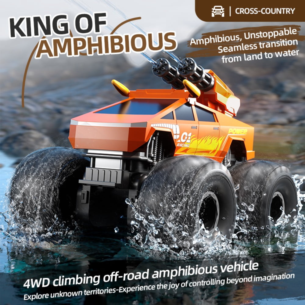 DDZTOY 3-in-1 Remote Control Car, RC Boat & Water Gun - Amphibious RC Car for Land & Water, Adjustable Speed, Waterproof, 4WD RC Monster Truck Perfect Christmas Birthday Gifts for Kids Boys