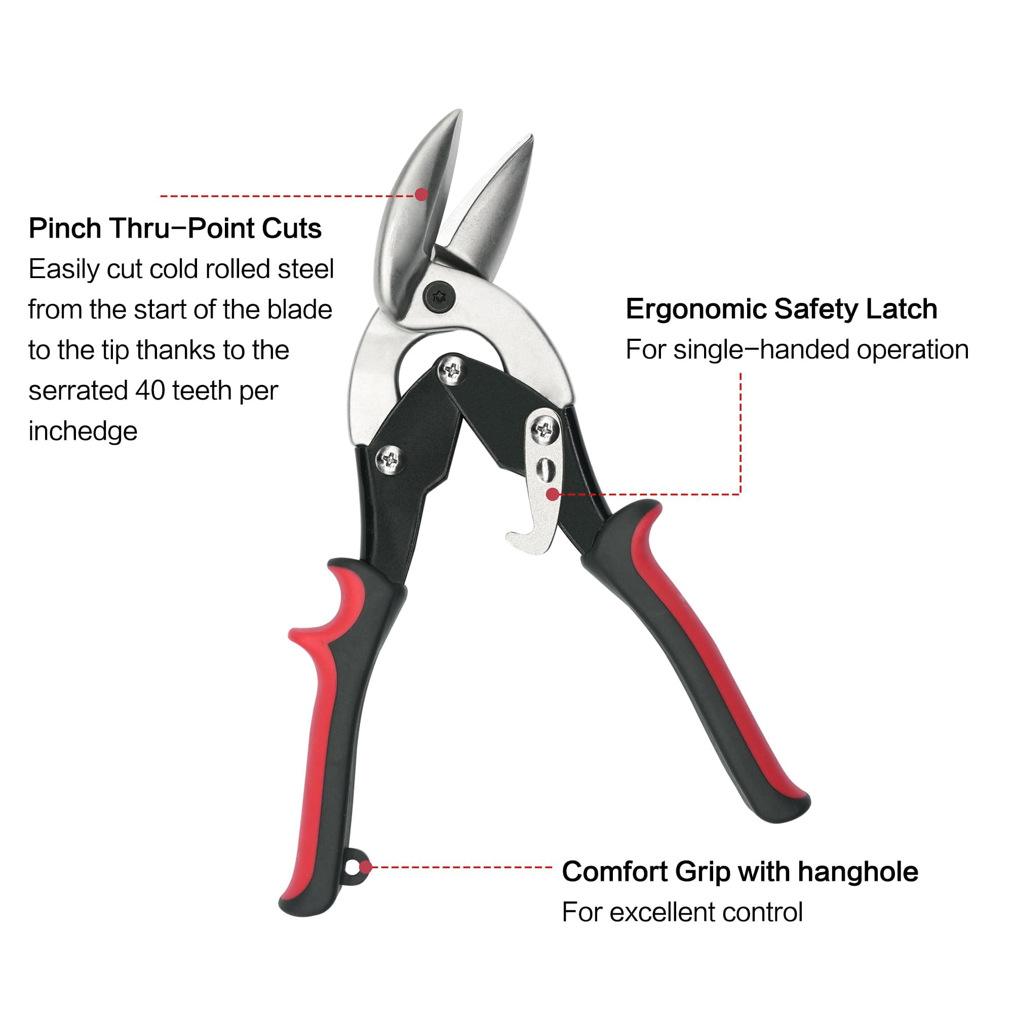 2pcs Left And Right Regular Tin Shears Metal With Comfort Grip Safety Lock Suitable For Thin  Moderately Hard Materials