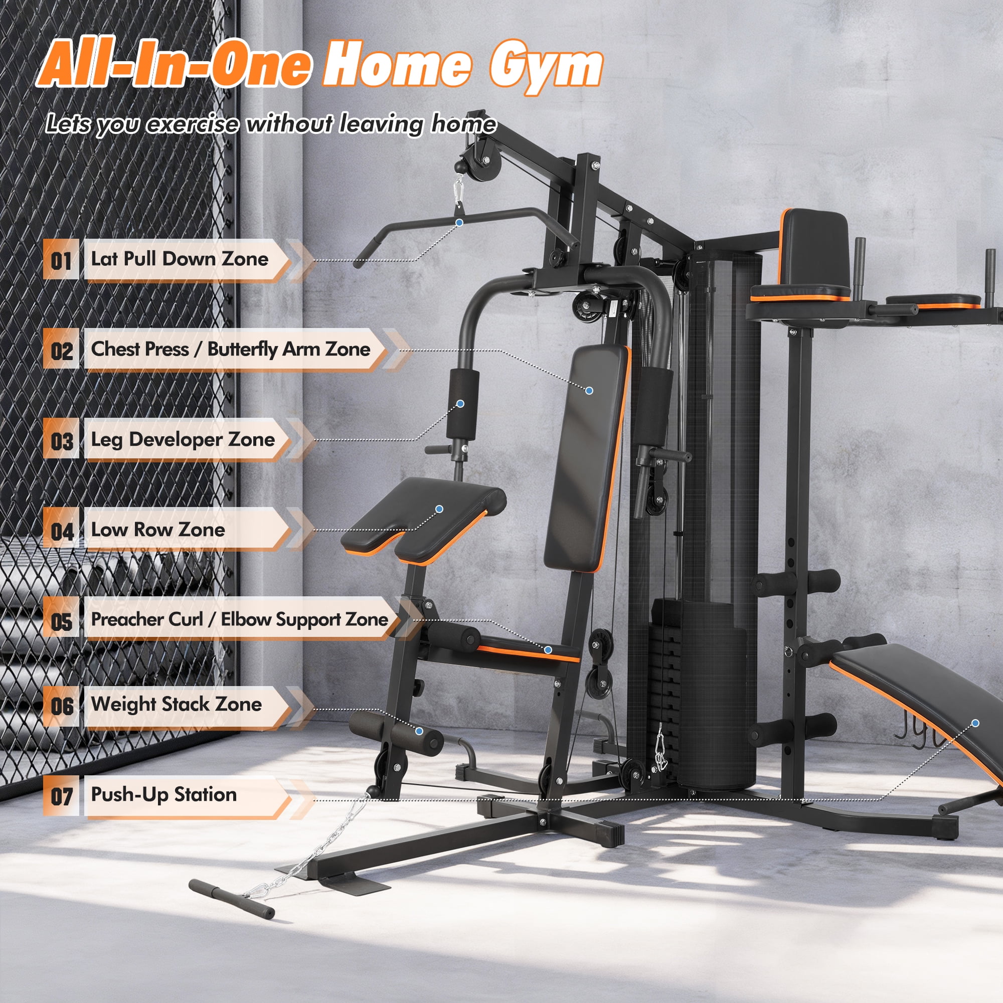Naipo Home Gym Station with Multifunctional All in One Home Gym 300 lbs Weight Capacity Sturdy Stable Structure Clear Assembly Guide for Beginner Users