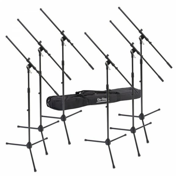 On-Stage MSP7706 6 Euroboom Mic Stands w/Bag