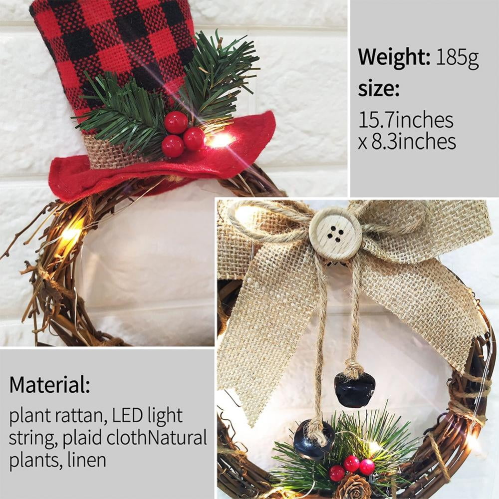 2年保証 Lighted Christmas Snowman Wreath 16 X 8 Inch Grapevine Wreath With Hat And Oneskinspa Com