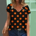 thumbnail image 2 of ZQGJB Summer Womens Tops Dressy Casual Short Sleeve V Neck Polka Dot Tunic Blouse Loose Fit Comfy Graphic T-Shirts Trendy Holiday Vacation Tees Shirt Orange XL, 2 of 5