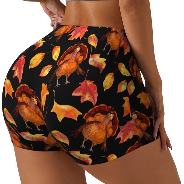 Fotbe Thanksgiving Turkey 1 Shorts Sin Costuras – Shorts Deportivos de Cintura Alta para Mujer, Elásticos para Gimnasio, Yoga, Running o Ciclismo-Medium