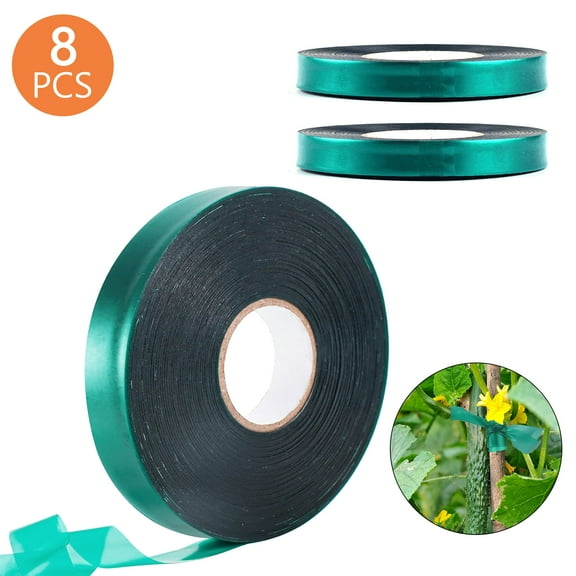 Tripumer 8 Pcs Green Strapping Garden Tie Tape Plastic Garden Tape Green Plant Ties Tape Reusable Nursery Tapes for Tomato Plant Support Indoor Outdoor