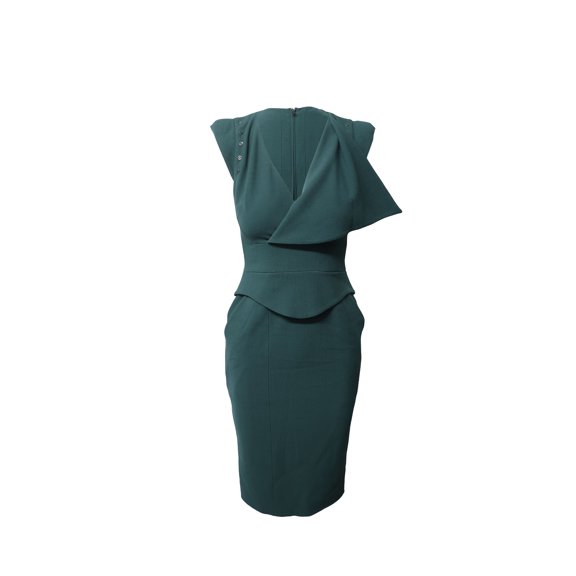 Pre-Owned Antonio Berardi Peplum Midi Dress in Green Virgin Wool