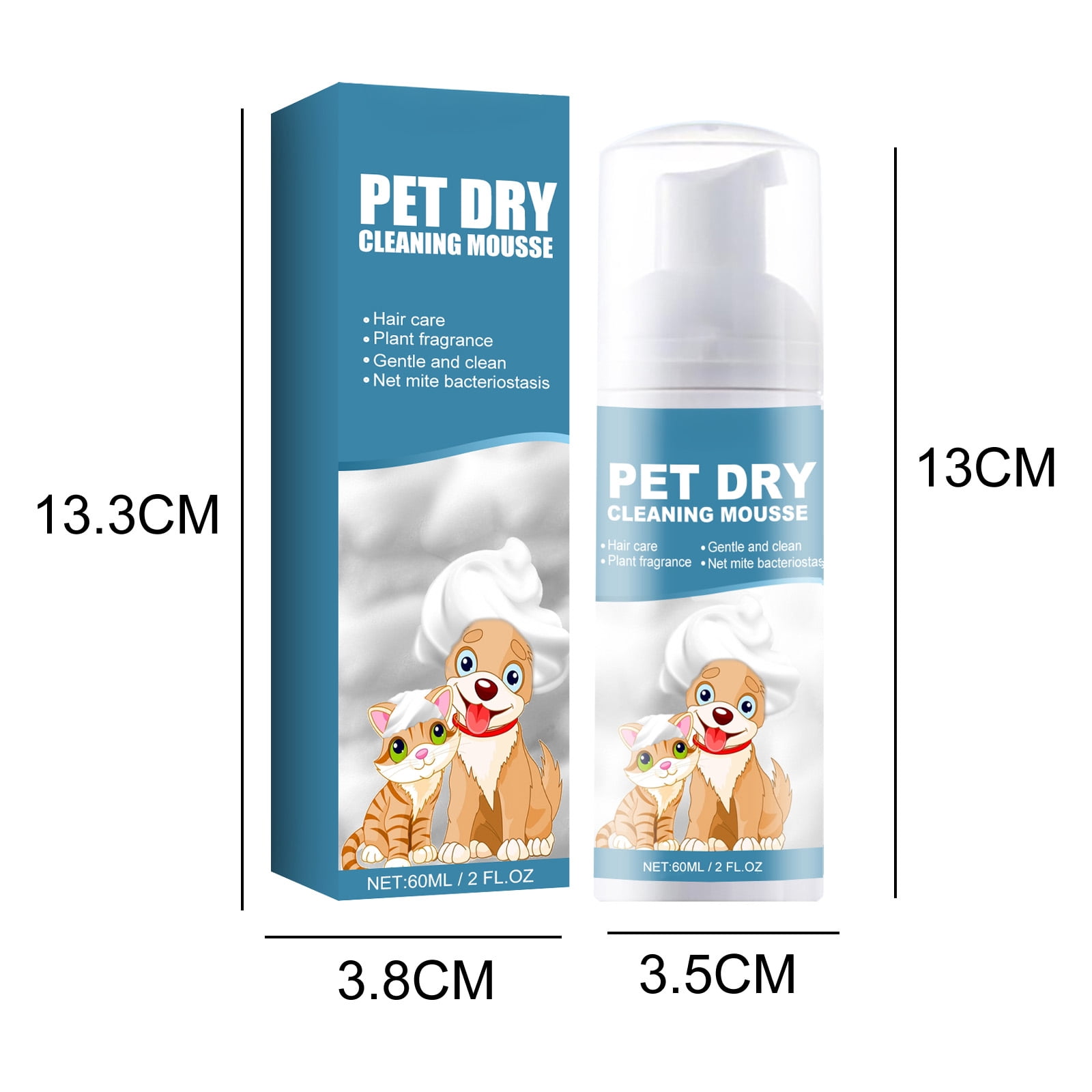 Alvantor Waterless Pet Dry Shampoo Mousse for Dogs & Cats, 2 fl. oz