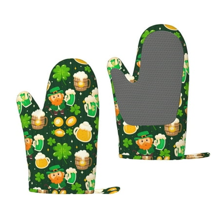 

Zeuib St Patrick s Day10 Print Oven Mitts Oven Gloves with Non-Slip Silicone Heat and Slip Resistant Cooking Mitt Set for Cooking and Baking (2 Count)
