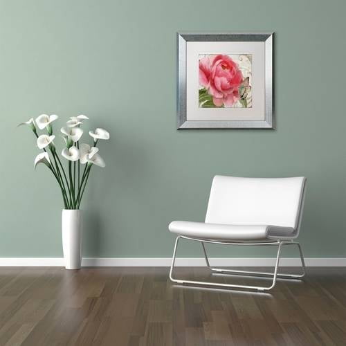 Trademark Fine Art "Apricot Peonies II" Canvas Art by Color Bakery White Matte, Silver Frame