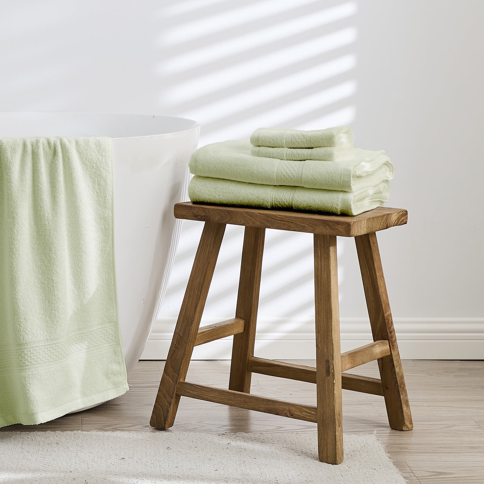 Gogreen 100% Cotton Bath Towel Sets of 8 Pieces, 4 Bath Towels 2 Hand Towels 2 Washcloths, Highly Absorbent Towels for Bathroom, Gym, Hotel (Sage Green)