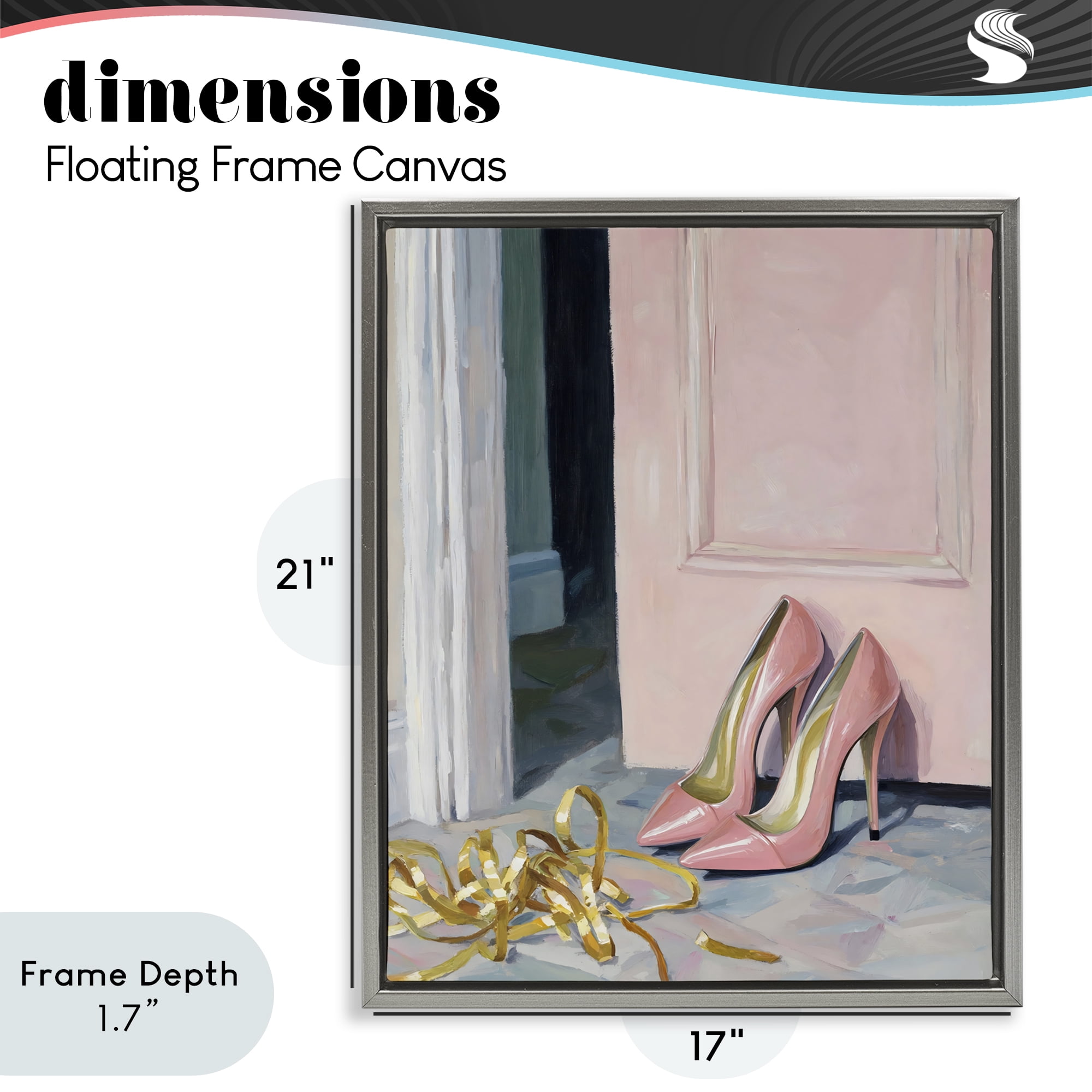 Stupell Industries Pink High Heels & Tinsel Gray Framed Floater Canvas Wall Art, design by The Prints Vibe