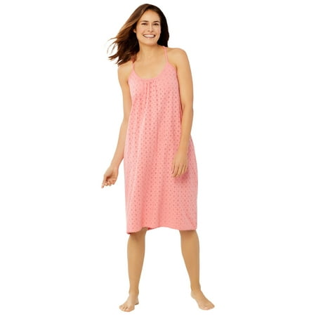 

Dreams & Co. Women s Plus Size Breezy Eyelet Short Nightgown Nightgown
