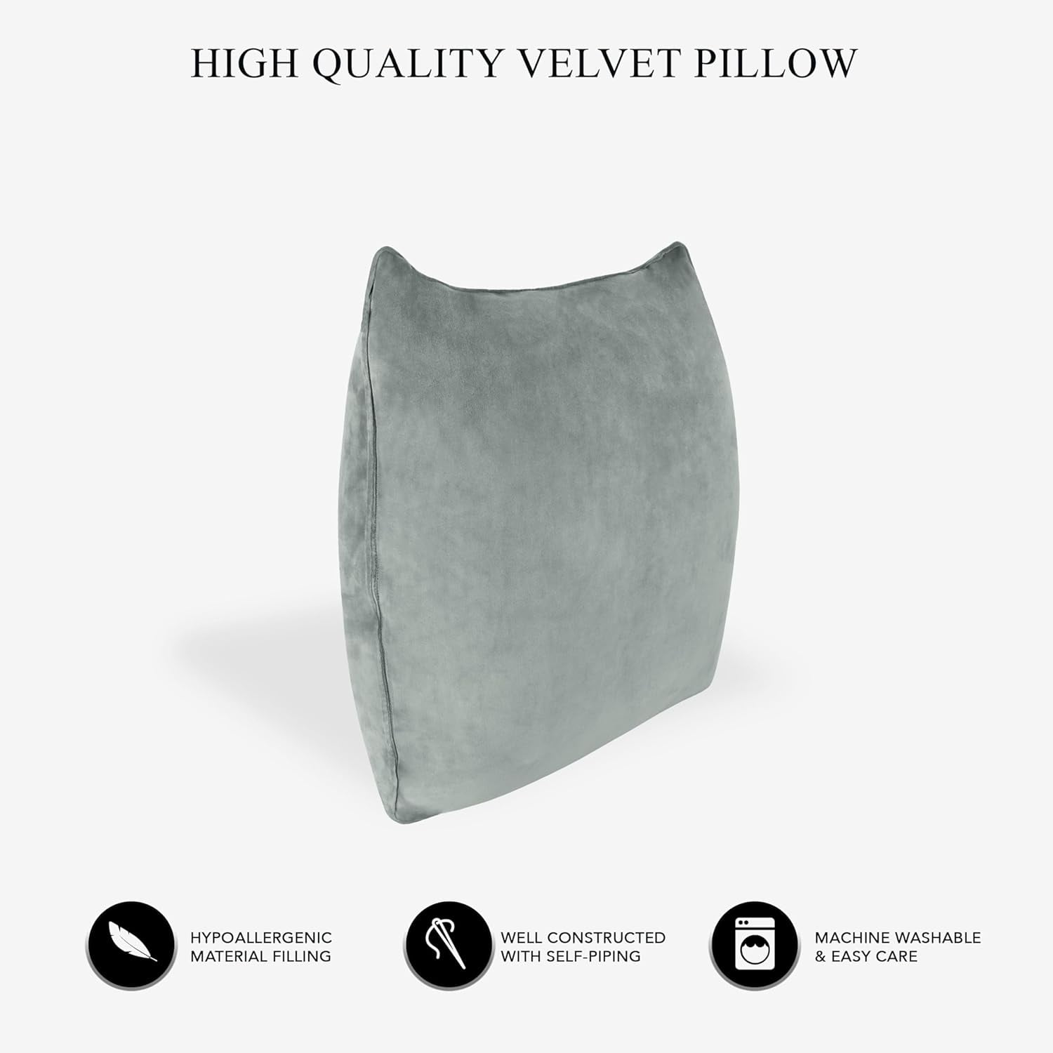 A1HC Hypoallergenic Down Alternative Decorative Throw Pillow, 12x20 in, Rectangular, Pack of 1, Dove Grey
