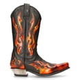 thumbnail image 3 of New Rock 7921-S2 Leather Black Red Flame Cowboy Leather Gohic Punk Rock Boots 42, 3 of 8