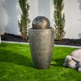 thumbnail image 3 of XBrand 25.98"H Round Stone Indoor/Outdoor Modern Stone Textured Sphere Water Fountain w/LED Lights, Ball Water Fountain Decor, Garden Sphere Fountain, Patio Fountain, Outdoor Fountain, Bronze, 3 of 11